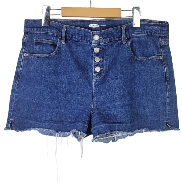 Old Navy Boyfriend Jean Shorts Button Fly Frayed Hem 14 - Picture 1 of 9